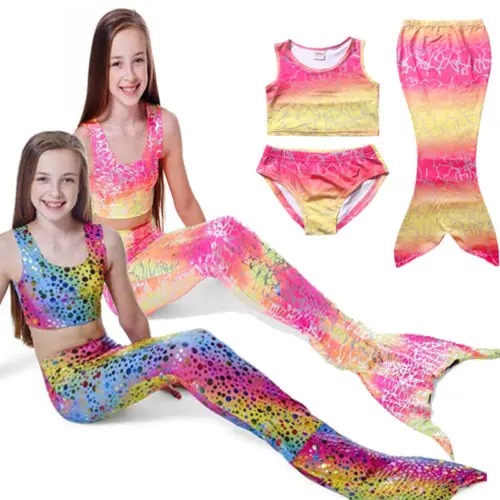 Купальник танкини для девочек летний купальный костюм русалки из США