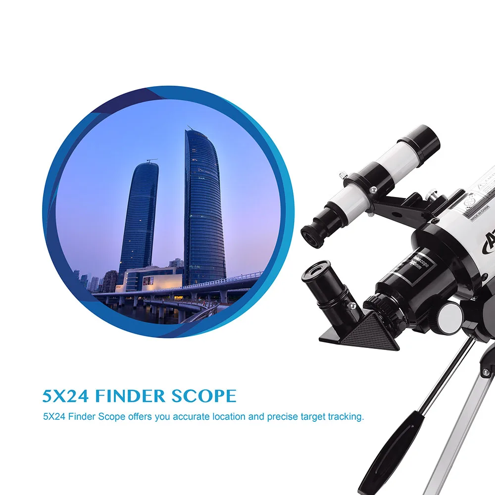 AOMEKIE 30070 Astronomical Telescope with Phone Holder Compact Tripod 15-140X Moon Watching Monocular for Kid Beginner