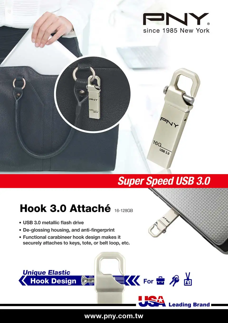 Флешка Pny usb flash drive 32 ГБ usb 3.0 металла pendrive крюк attache3.0 cle usb flash memory stick бизнес-подарок логотип usb pendrive usb 3.0