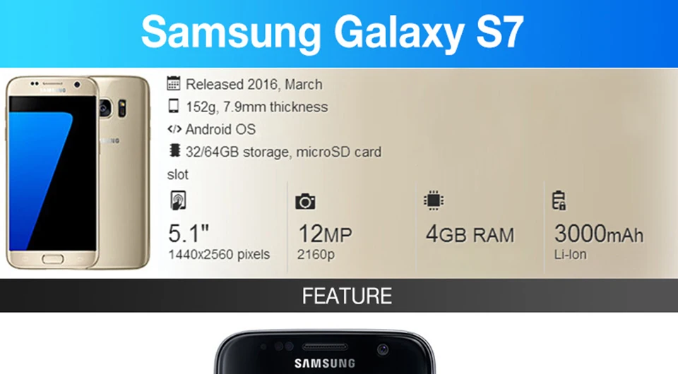 Мобильный телефон samsung Galaxy S7 4G LTE G930V/F/A 4G ram 32G rom 5,1 ''МП камера NFC Android-смартфон