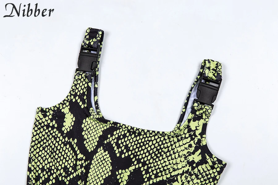 Nibber Лето змеиный принт полый стрейч комбинезон женский high street Active Wear2019 модный базовый повседневный уличный комбинезон mujer