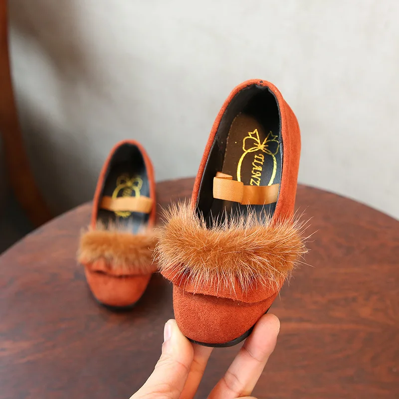 JGVIKOTO New Autumn Winter Girls Shoes Plush Fur Hair Cute Warm Kids Loafers With Elastic Band Comfortable Soft For Big Children | Детская