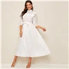 SHEIN женское платье с декоративной оборкой и поясом, весенне-осеннее длинное платье, приталенное и расклешенное ТРАПЕЦИЕВИДНОЕ элегантное платье в стиле ампир