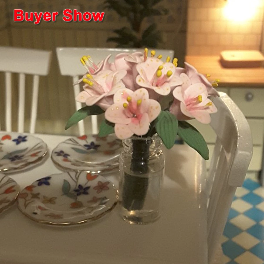 Dongzhur Новый кукольный домик игрушка мини цветок Лилия стеклянная бутылка