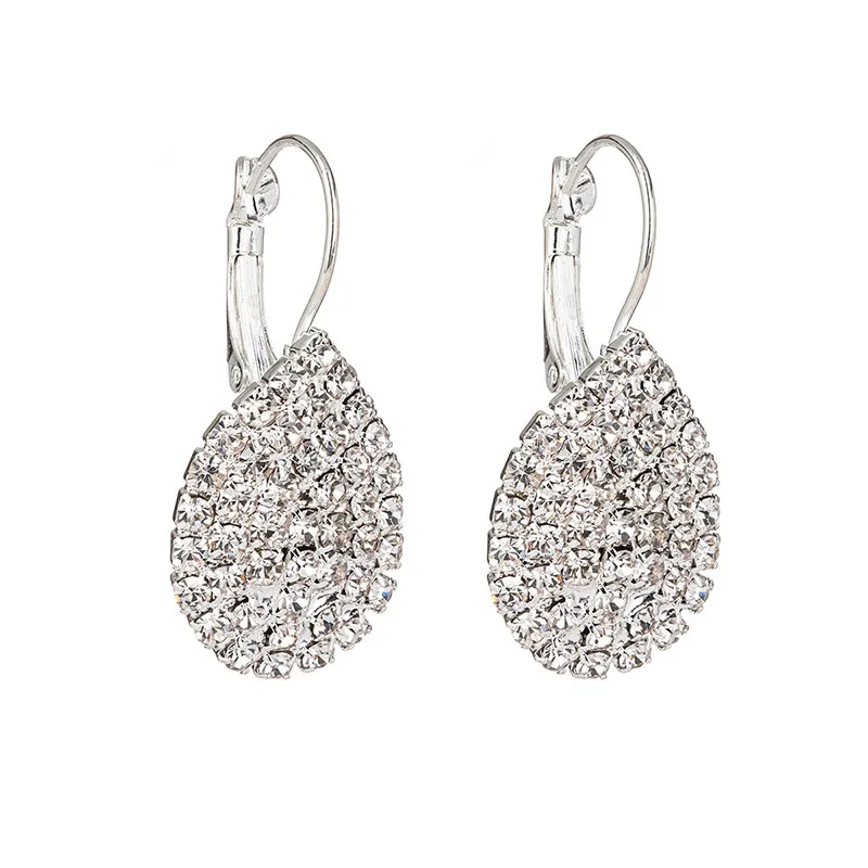 silver white YFJEWE, женские серьги-капли, стразы, модные, Кристальные, висячие серьги,, букле D'oreille Femme E601 - Окраска металла: silver white