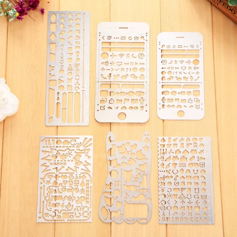 Винтажная портативная нержавеющая сталь Канцелярия трафареты полая линейка