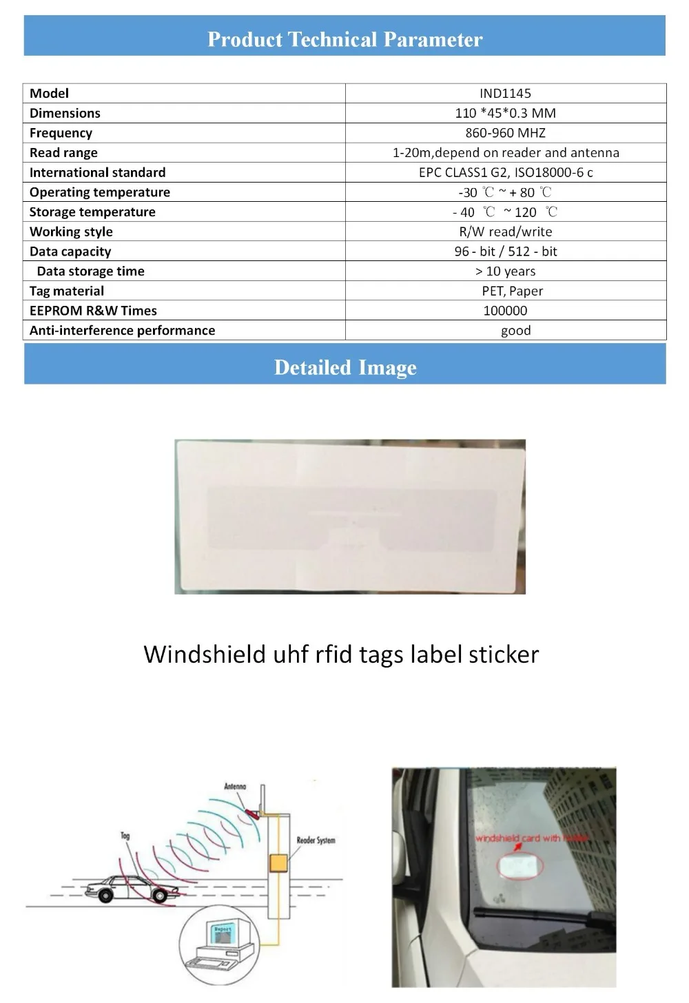Автомобильный доступ длинный 5-6 м средний диапазон UHF RFID считыватель тег стекло epc rfid Клейкая тег автомобиль анти-вскрытие uhf тег этикетка лобовое стекло