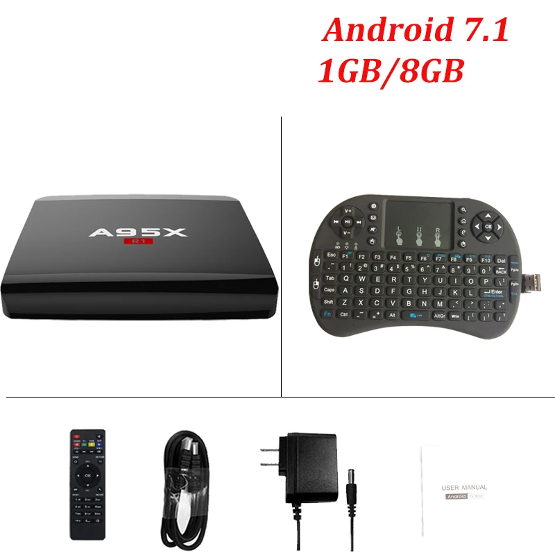 A95X R1 2 GB 16 GB Android 7,1 Smart tv Box Amlogic S905W Quad-corex 1 GB 8 GB 4 K x 2 K HD 2,4G Wifi медиаплеер телеприставка - Цвет: 1G 8G with i8 keyboa