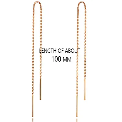 18K Rose Gold 100MM 18 к Серьги из чистого золота, прямые длинные серьги стильные модные простые классические индивидуальные ювелирные изделия для женщин и девушек, новая распродажа, хорошие серьги - Цвет камня: 18K Rose Gold 100MM