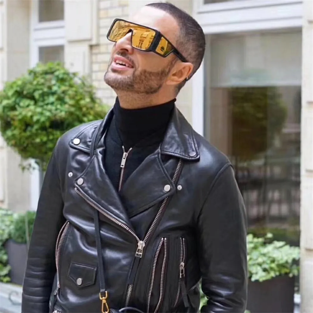 Мужские негабаритные солнцезащитные очки винтажные цельные Квадратные