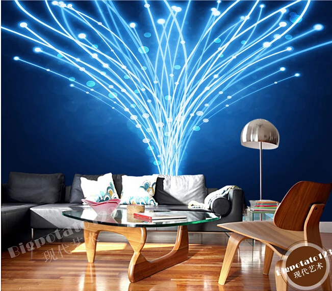 The latest custom 3D murals blue fantasy dynamic line abstract wallpaper KTV bar background wall paper | Обустройство дома