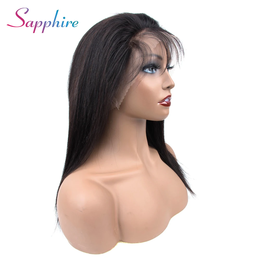 Sapphire 360 парик фронта шнурка Отбеленный узел Remy кружева фронта человеческих волос парики бразильские прямые парики с волосами младенца естественного цвета