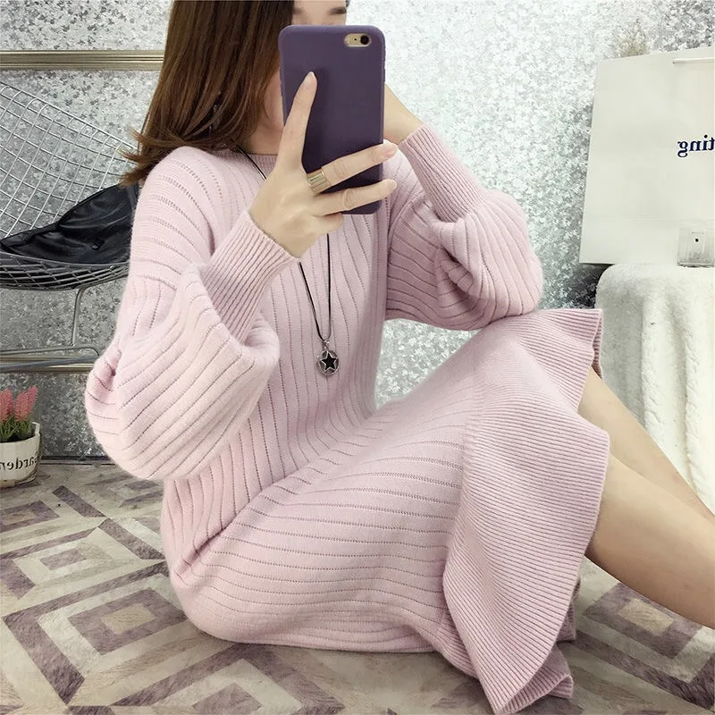 Женское вязаное платье Русалка 3XL размера плюс осенне зимнее свободное свитер с