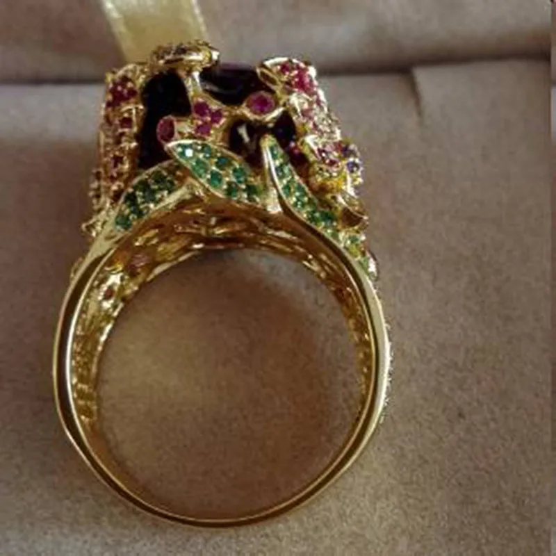 Ювелирные изделия Qi Xuan_Fashion jewelry_роскошный фиолетовый камень бабочка бренд Rings_S925 Твердые серебряные кольца_ завод прямые продажи