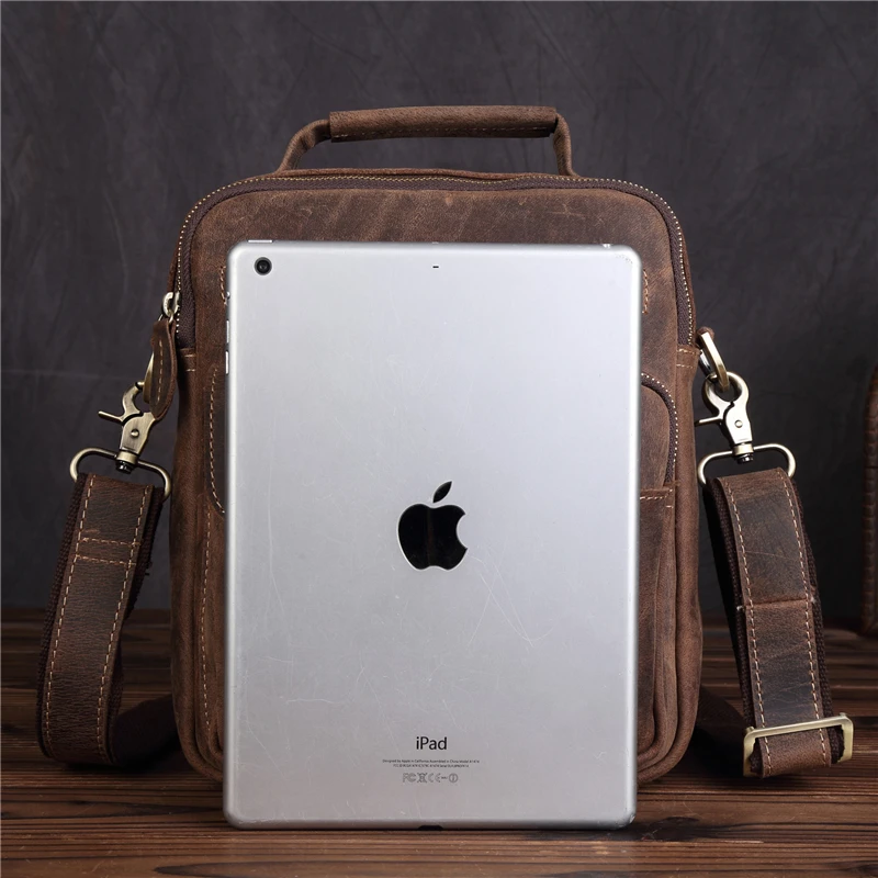 Винтажная мужская сумка через плечо из натуральной воловьей кожи деловой