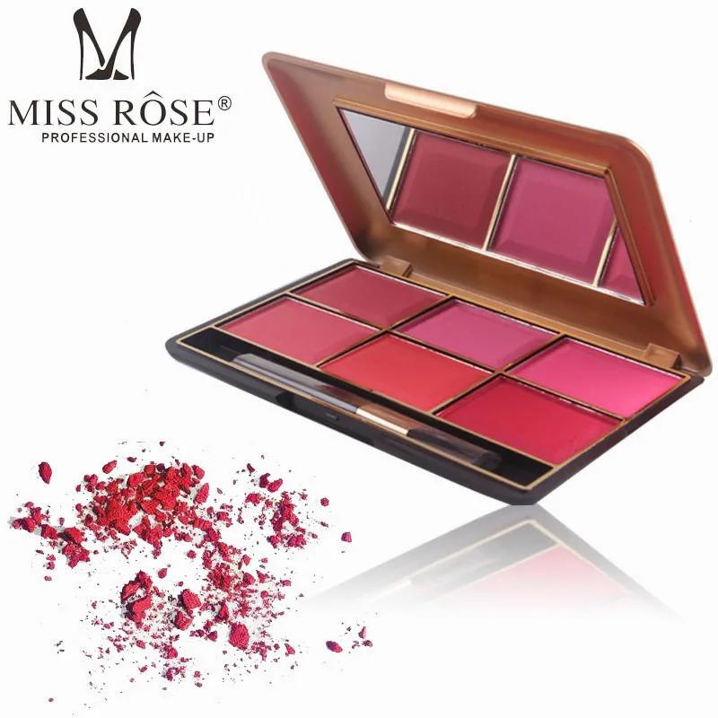 Miss Rose Румяна Палитра 6 цветов пудра Бронзовый Персик Румяна для лица Румяна для щек хайлайтер косметика для профессионального макияжа
