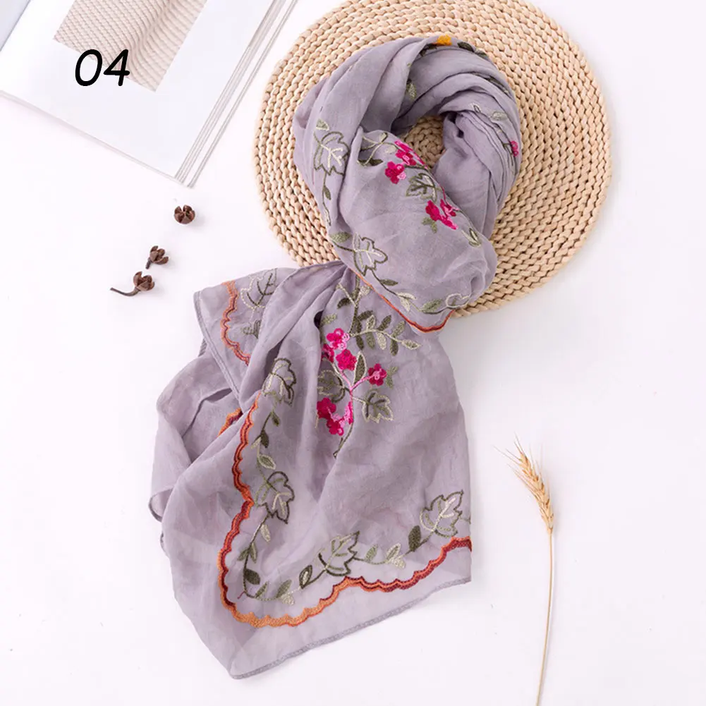 04 Light Gray Scarf Sparsil весенний шарф из хлопка и льна, женские шали, высокое качество, вышивка, дорожные шарфы, тонкий мягкий большой хиджаб, женский шарф - Цвет: 04 Light Gray Scarf