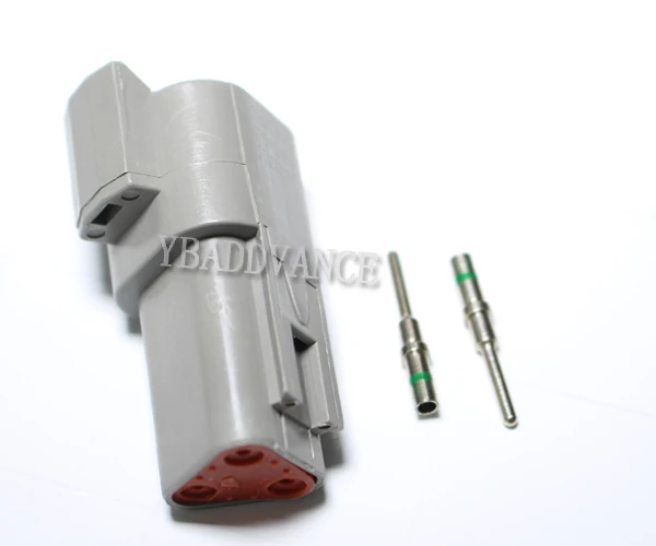 Серые штекерные 3-контактные разъемы в сборе с твердыми круглыми штырьками и