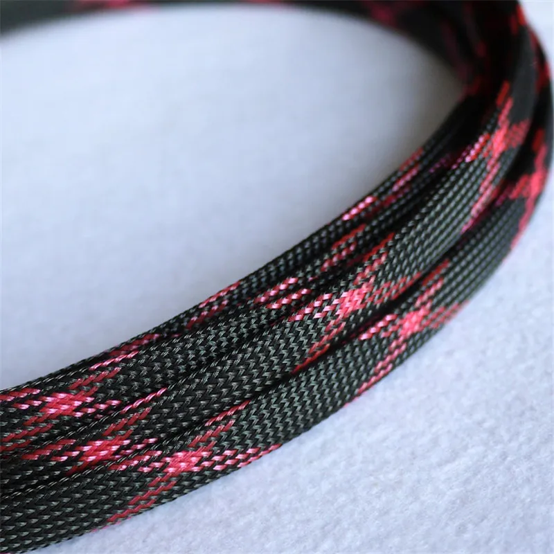 

Black & Pink - High quality 12mm Braided PET Expandable Sleeving High Density Sheathing Plaited Cable Sleeves 1M