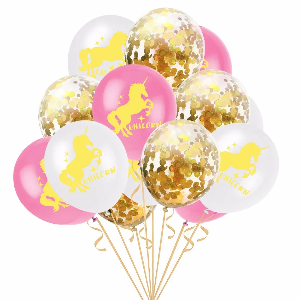 15pcs Unicorn Balloons Confetti Transparent Latex for Party Decoration Birthday Wedding Baby Shower Decor | Дом и сад