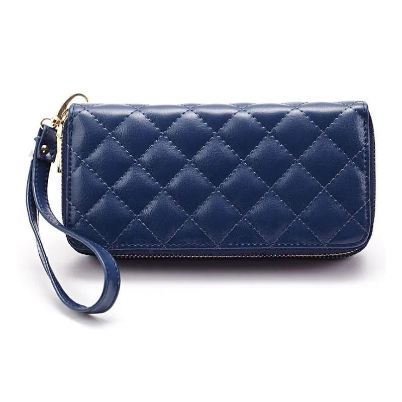 Модные женские бумажники кошелек из натуральной кожи с двойной молнией