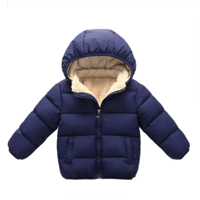 Kids Winter Warm Jacket Children Plus Velvet Cotton Coat Toddler Girls Boys Solid Outerwear Children's Clothing | Детская одежда и