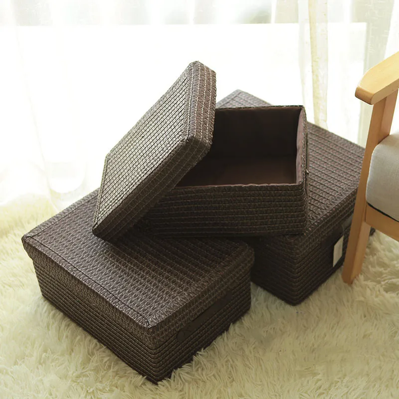 Новая плетеная корзина для хранения имитация соломы серия настольный шкаф с