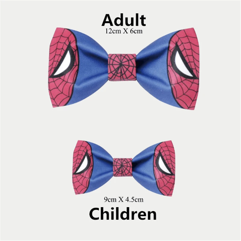 Галстук-бабочка ручной работы с принтом Человек-паук для взрослых и детей