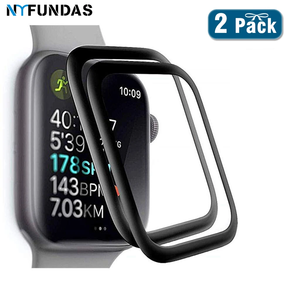 NYFundas 2 шт. для Apple Watch 4 5 Защита экрана из закаленного стекла 40 44 мм 5D полная пленка