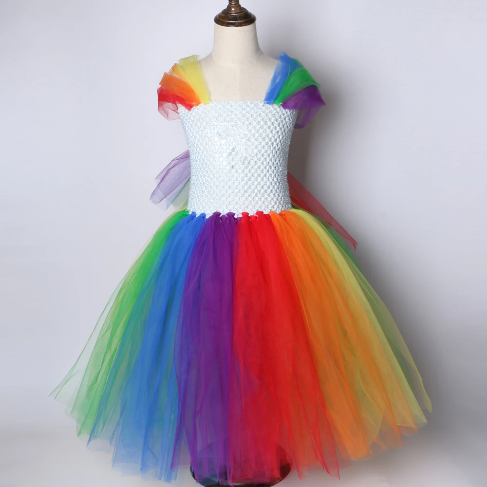 Children Girls Rainbow Tutu Dress Fancy Kids Princess Horse Party Dresses for Christmas Halloween Pony Up Costumes | Детская одежда и