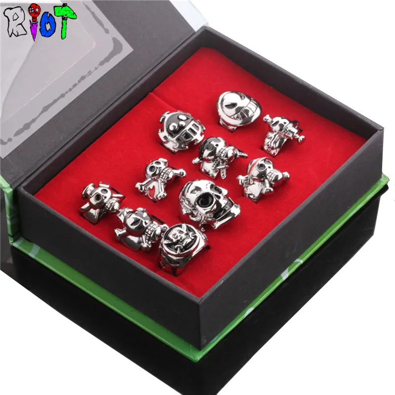 Цельное кольцо на палец 10 шт./лот винтажное панк аниме Луффи Зоро Трафальгар Ло