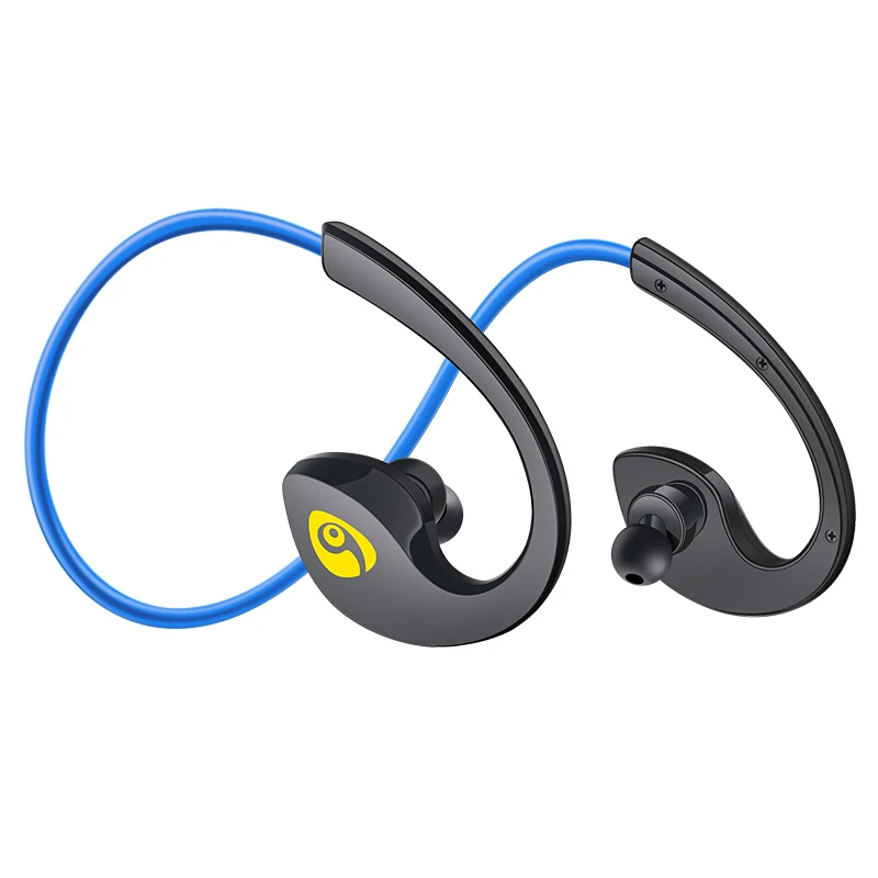S12 Водонепроницаемый Спортивные наушники Bluetooth стерео Беспроводной наушники-воротник громкой связи С микрофоном - Цвет: Синий