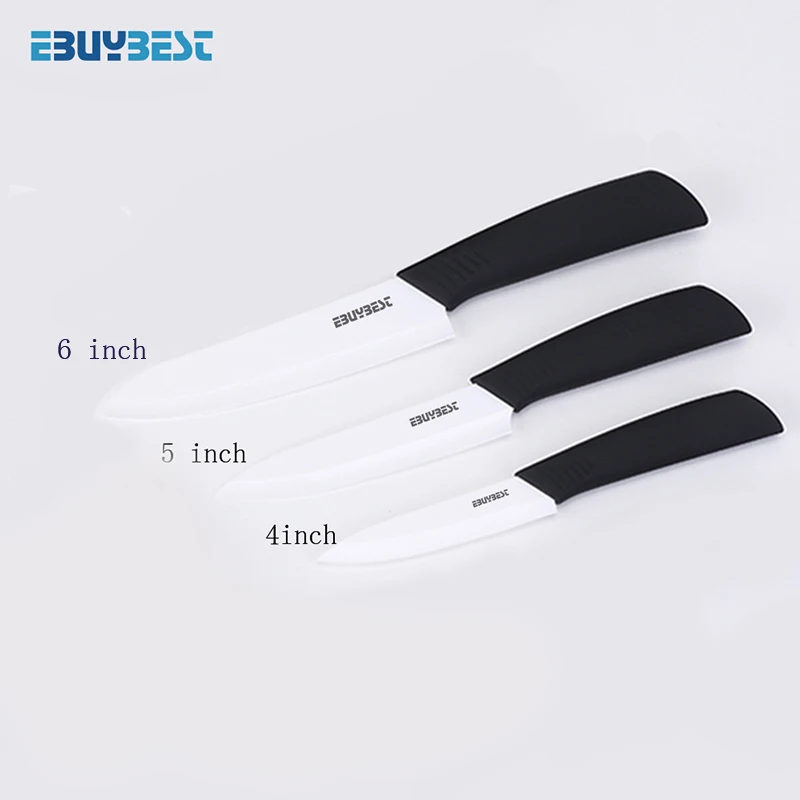 Kitchen Knives Ceramic Knives 3 4 5 6 inch Zirconia Black / White Blade Paring Fruit Vege Colorful Handle Ceramic knife Set - Цвет: Black  4 5 6