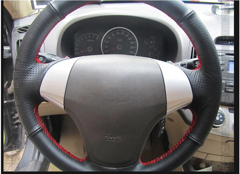 Ручная работа, черная натуральная кожа, чехол на руль для hyundai Elantra Old Elantra 2004-, специальные чехлы на руль