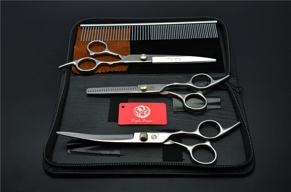 4 шт. комплект 3001 Z #7 ''парикмахерские Ножницы загнуты вверх Curve + расческа Резка