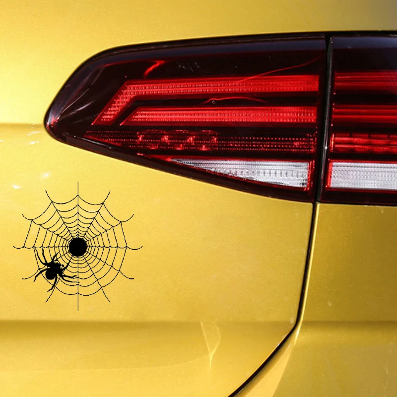 YJZT 14.6CM*14.6CM Hollowed Out Spider And Cobweb Cool Vinyl Decal Car Sticker Delicate Black/Silver C19-0706 |