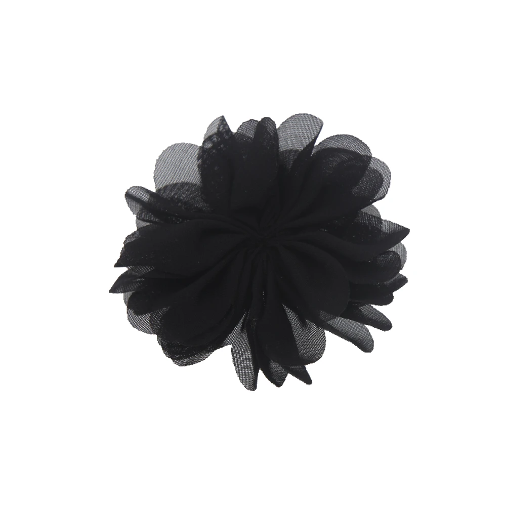 black Мини DIY цветы Детский бутик 2,8 ''Шифоновый Цветок без зажимов Рождественские Свадебные аксессуары для волос для девочек 18 шт./лот - Цвет: black