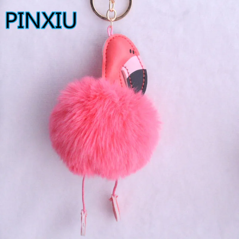 PINXIU мультфильм брелок в виде фламинго Прекрасный пушистый искусственный