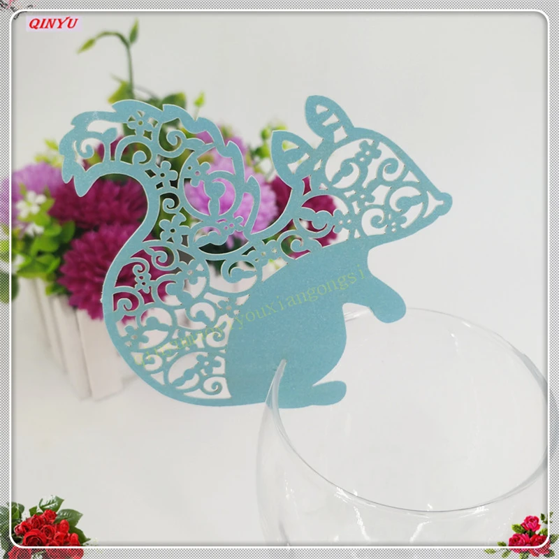 Сделай Сам 100 шт. милая белка стол отметка Место Название карты бокал для вина