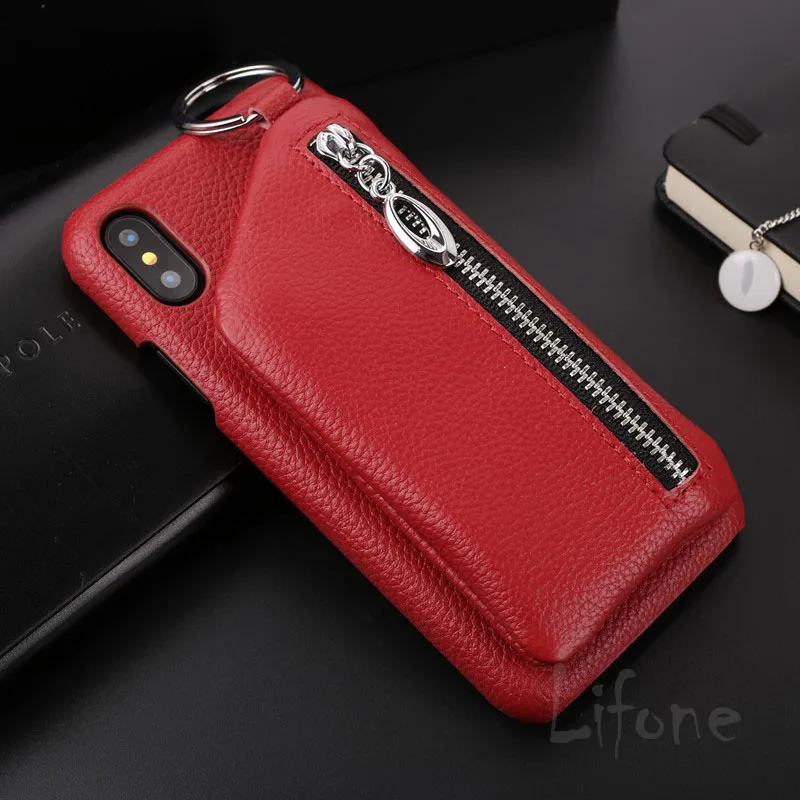Kerzzil Роскошные модные кожаные на молнии сумка чехол задняя крышка для iPhone X чехлы телефон сумка для iPhone X чехол - Цвет: Red