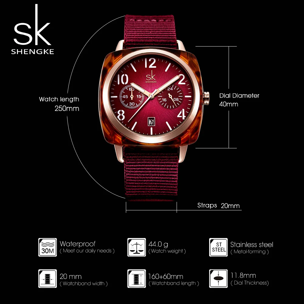 Shengke Fashion Watch Women Nylon Belt Quartz Clock Wristwatch ladies Relogio Feminino Zegarek Damski new 2019 | Наручные часы
