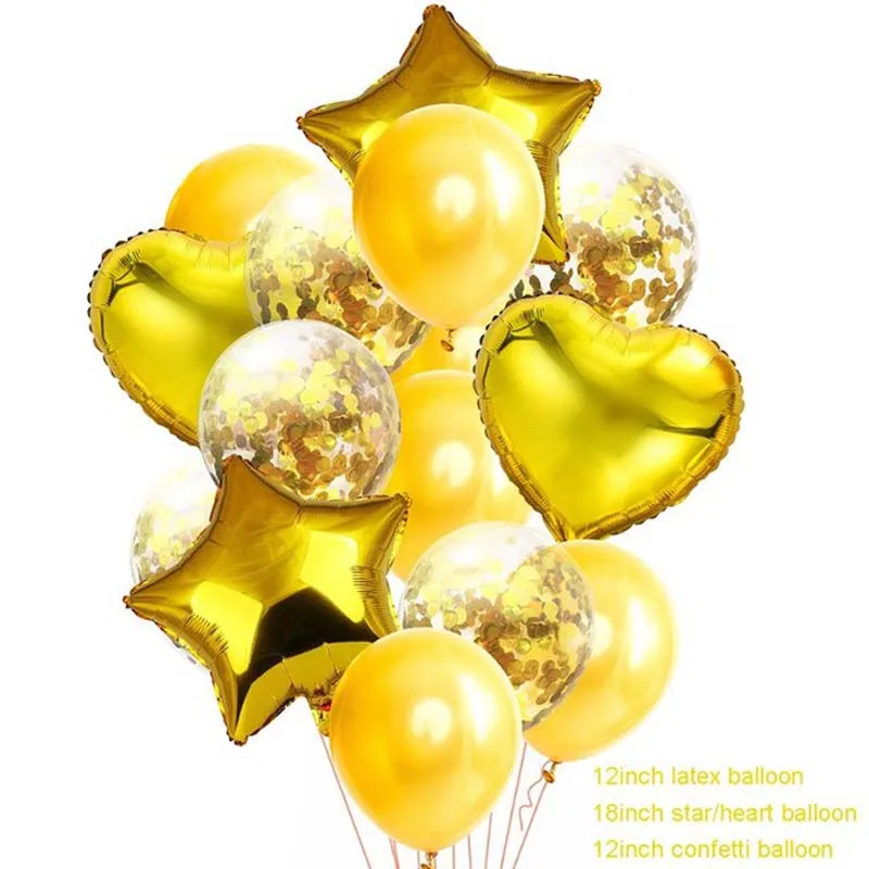 Gold confetti 14 шт. 12 дюймов латексные 18 дюймов фольгированные Воздушные шары гелиевые С Днем Рождения Декорации на свадьбу, вечеринку, фестиваль, вечерние балоны - Цвет: Gold confetti