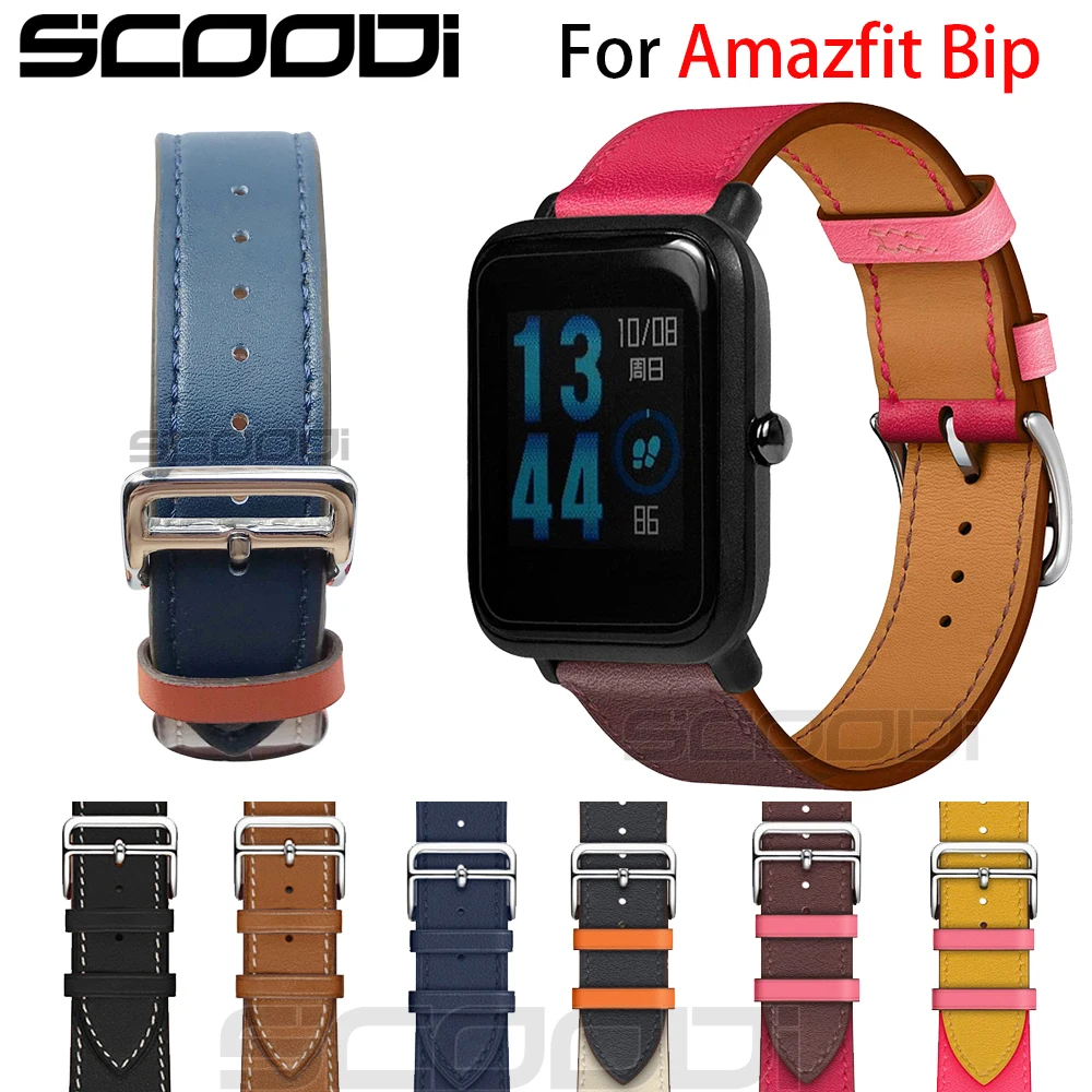 Ремешок для наручных часов из натуральной кожи, браслет для Xiaomi Huami Amazfit Bip, Молодежные часы, модные наручные часы, ремешок 20 мм
