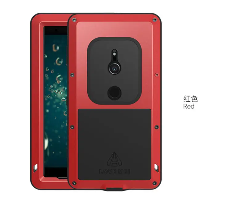 Red Для sony Xperia XZ2 чехол противоударный алюминиевый металлический полный корпус сверхмощный защитный чехол для sony XZ2 компактный чехол+ стекло Gorilla glass - Цвет: Red