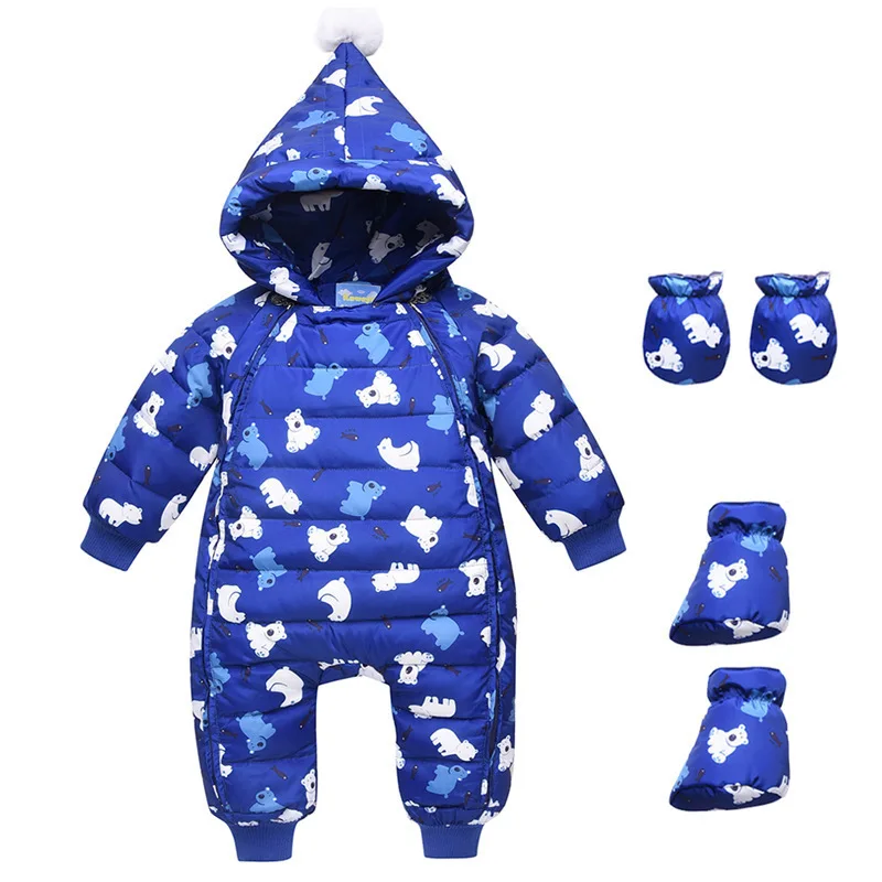 Navy Blue Комбинезон для русской зимы; комбинезоны для новорожденных; зимний комбинезон; куртка-пуховик для девочек; парка для новорожденных; Одежда для мальчиков; зимняя одежда - Цвет: Navy Blue