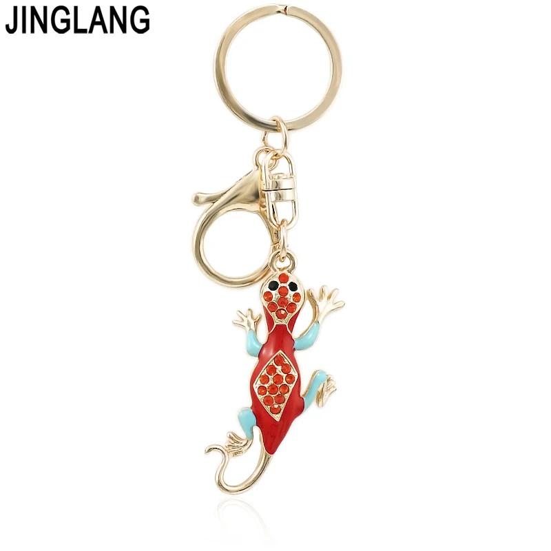 JINGLANG золотой цвет животное Омар застежка брелок Подвеска Кристалл Эмаль геккон
