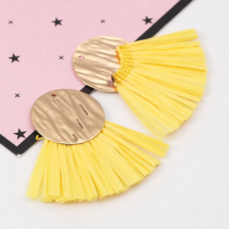 3 шт./лот подвески из рафии веерообразный металлический колпачок с отверстием для