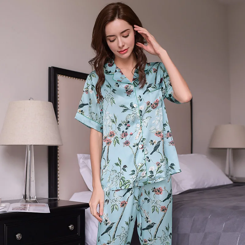Женская пижама из натурального шелка 100% шелковая одежда для сна