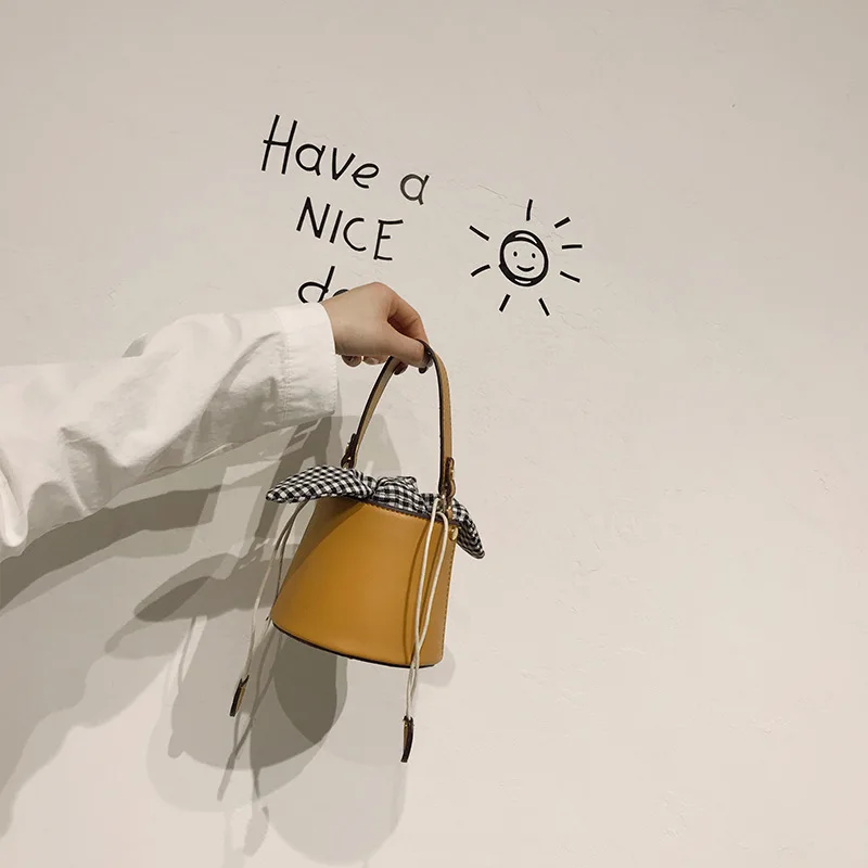 Модная Сумка-мешок на шнурке для женщин мини-сумка из искусственной кожи сумки