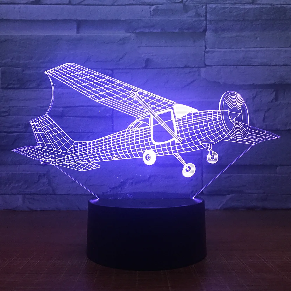 

Glider Plane 3D LED Lamp 7 Colors Change Touch Night Light Atmosphere Lamp Bedroom Light For Birthday Gift Home Decor